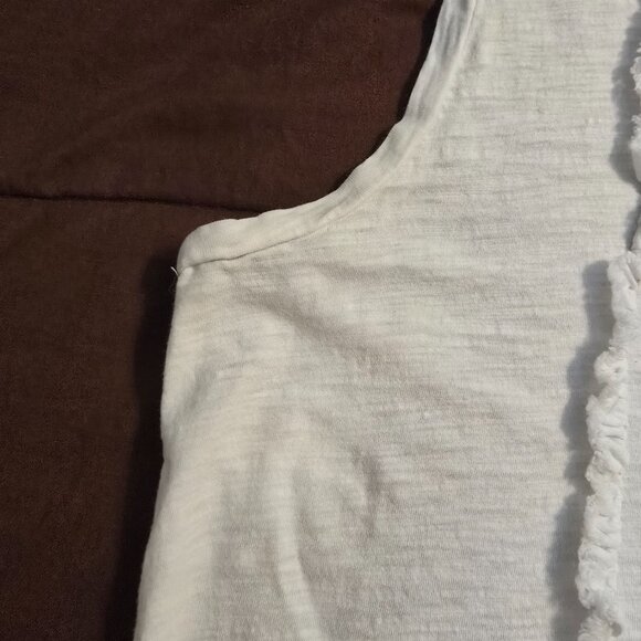 J Crew Ladies White Sleeveless Airy Tank Top w Front Ruffles Cotton S Small Good - Picture 7 of 13